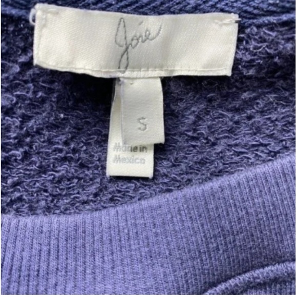 JOIE Devra Eyelet Ruffle Long Sleeve Sweatshirts in Navy/White Size Small - Picture 6 of 7